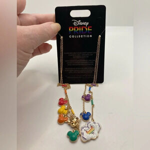 DISNEY PRIDE Collection Rainbow Mickey Mouse Ears & Cloud Necklace LGBTQIA NWT
